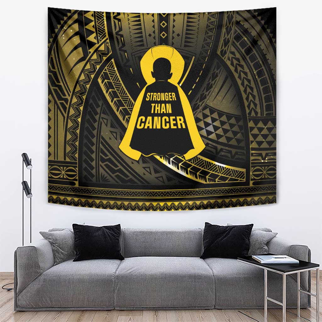 Polynesia Childhood Cancer Awareness Tapestry You Are Stronger Than Cancer LT05 Black - Polynesian Pride