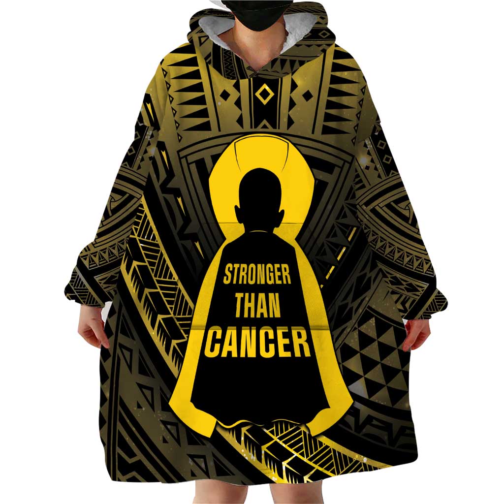Personalised Polynesia Childhood Cancer Awareness Wearable Blanket Hoodie You Are Stronger Than Cancer