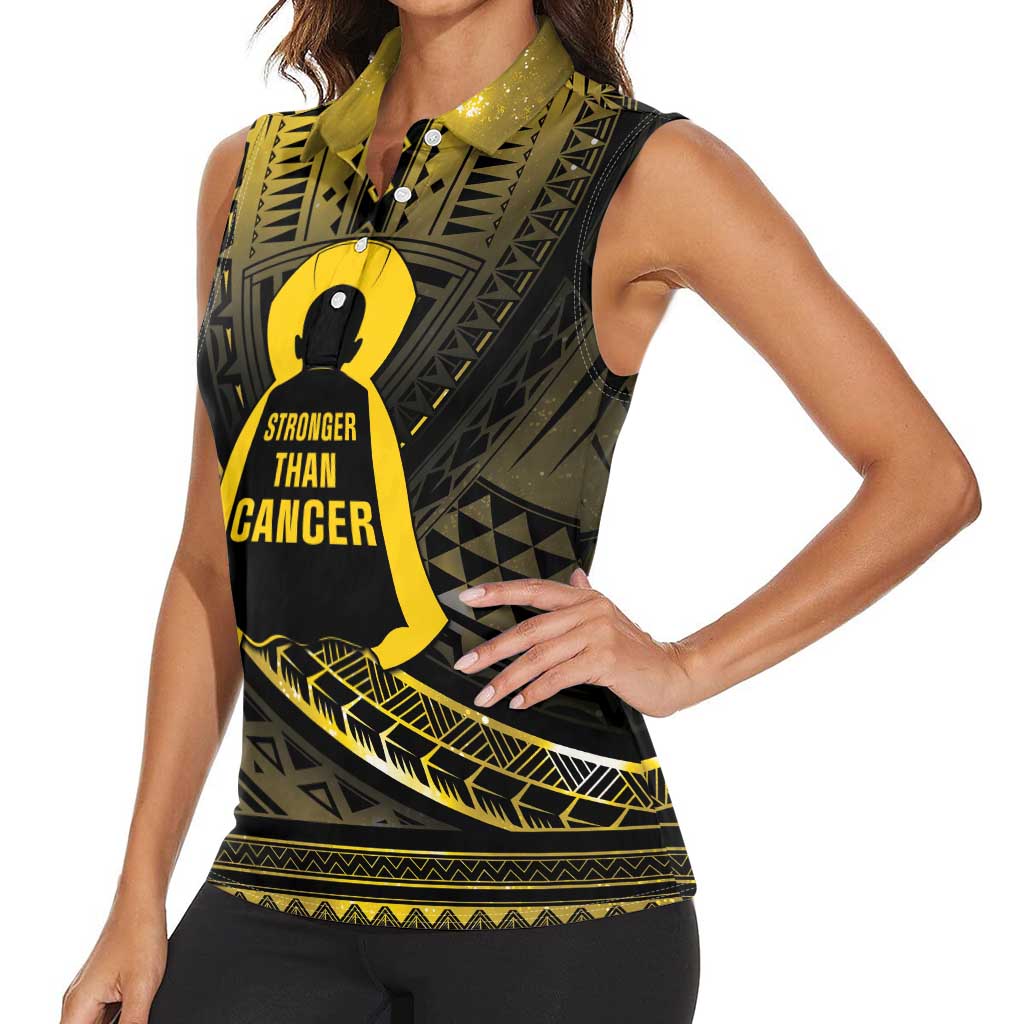Personalised Polynesia Childhood Cancer Awareness Women Sleeveless Polo Shirt You Are Stronger Than Cancer