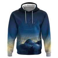 New Zealand Matariki Hoodie Maori Waka With Silver Fern LT05 Pullover Hoodie Navy - Polynesian Pride