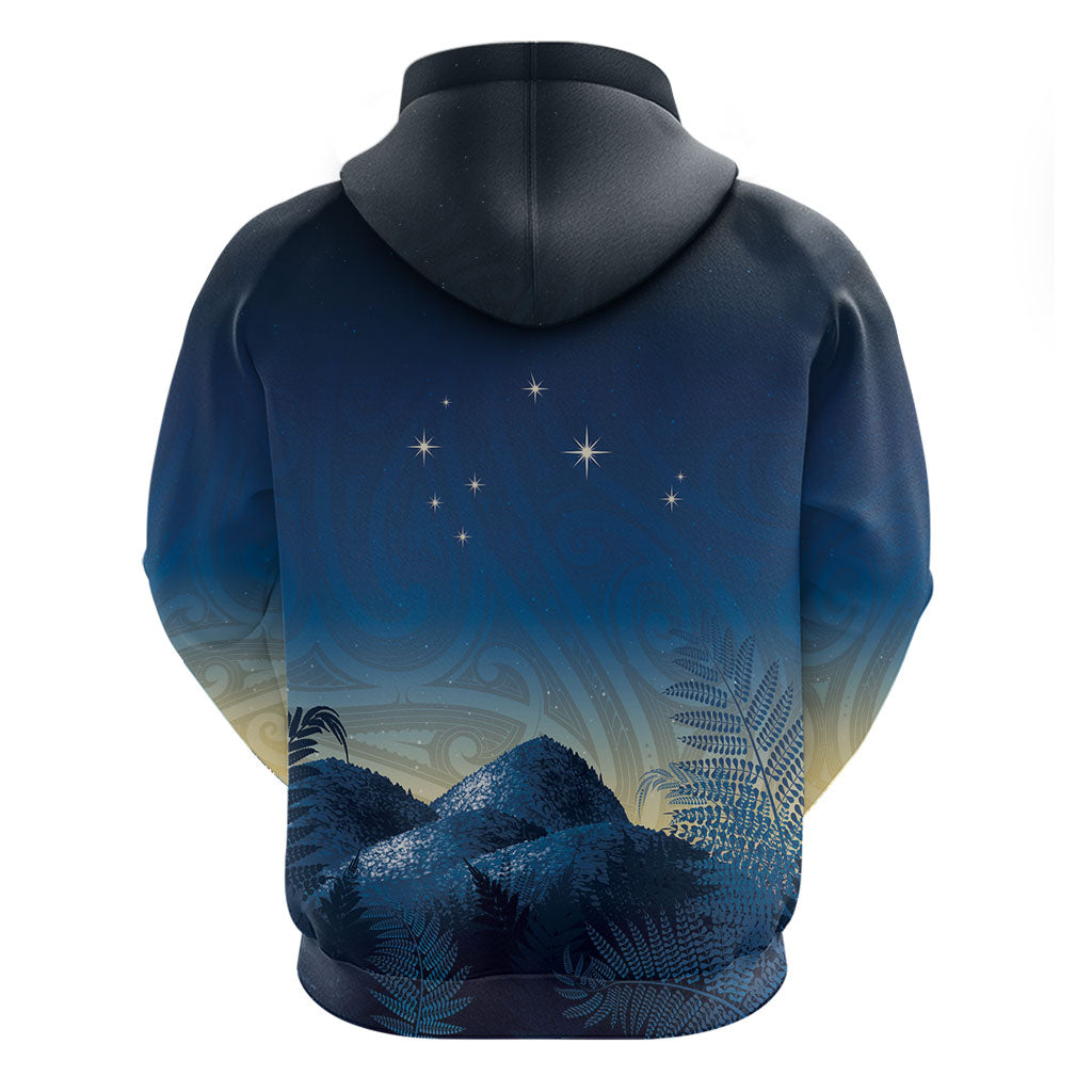 New Zealand Matariki Hoodie Maori Waka With Silver Fern LT05 - Polynesian Pride