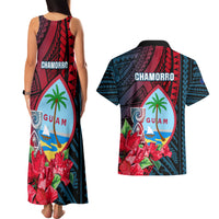 Guam Couples Matching Tank Maxi Dress and Hawaiian Shirt Latte Stone Mix Bougainvillea Polynesian Pattern LT05 - Polynesian Pride