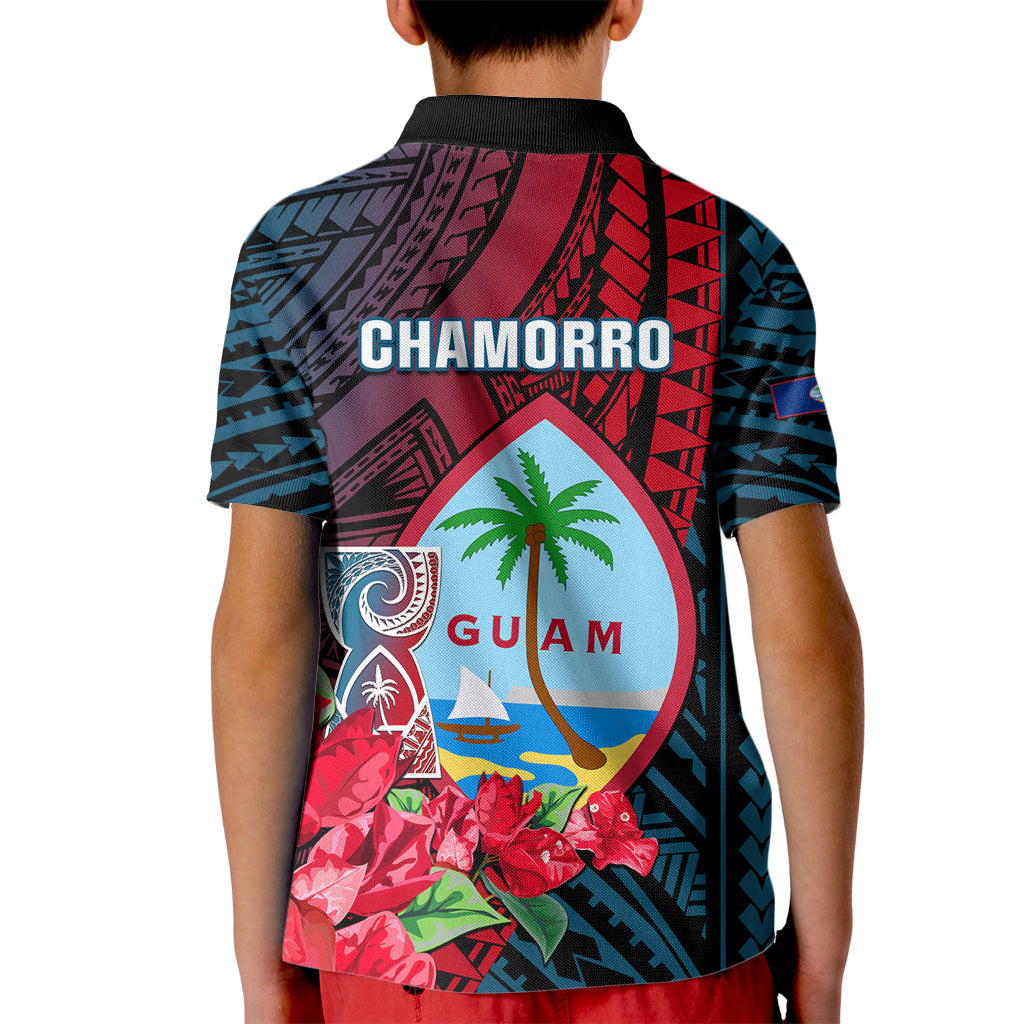 Guam Kid Polo Shirt Latte Stone Mix Bougainvillea Polynesian Pattern LT05 - Polynesian Pride