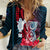 Guam Women Casual Shirt Latte Stone Mix Bougainvillea Polynesian Pattern LT05 Female Blue - Polynesian Pride