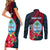 Personalized Guam Couples Matching Short Sleeve Bodycon Dress and Long Sleeve Button Shirts Latte Stone Mix Bougainvillea Polynesian Pattern LT05 - Polynesian Pride