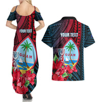 Personalized Guam Couples Matching Summer Maxi Dress and Hawaiian Shirt Latte Stone Mix Bougainvillea Polynesian Pattern LT05 - Polynesian Pride