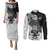 New Zealand Silver Fern Rugby Couples Matching Puletasi Dress and Long Sleeve Button Shirts World Cup 2023 Go Aotearoa Maori Pattern LT05 Black - Polynesian Pride
