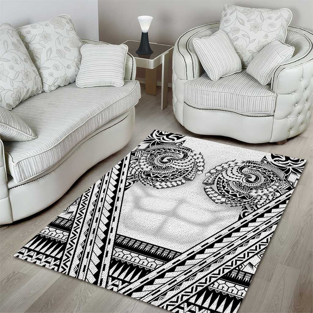 Polynesian Tattoo Inspired Cosplay Costume Area Rug Tribal Warrior White - Polynesian Pride