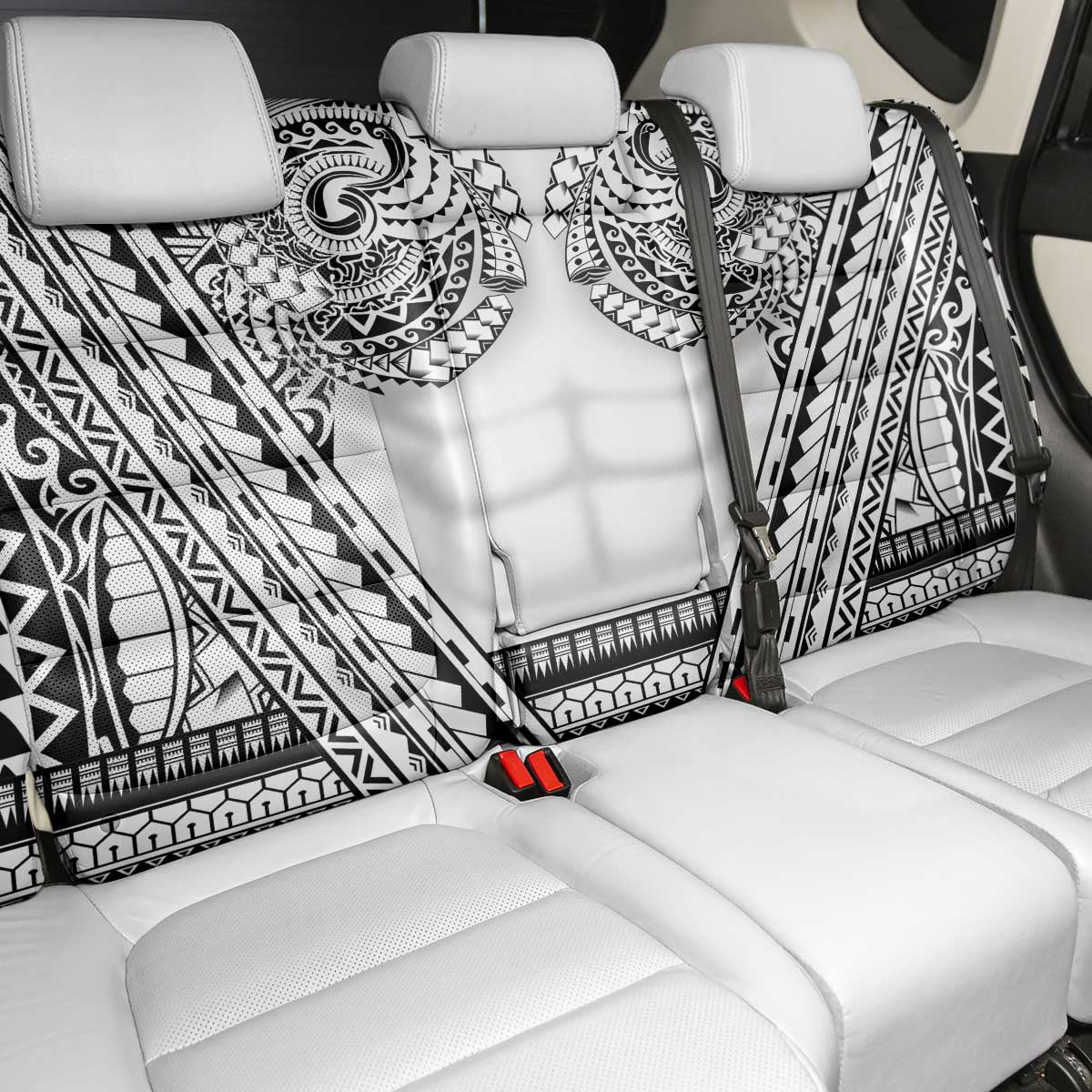 Polynesian Tattoo Inspired Cosplay Costume Back Car Seat Cover Tribal Warrior White LT05 - Polynesian Pride