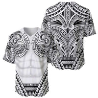 Polynesian Tattoo Inspired Cosplay Costume Baseball Jersey Tribal Warrior White - Polynesian Pride