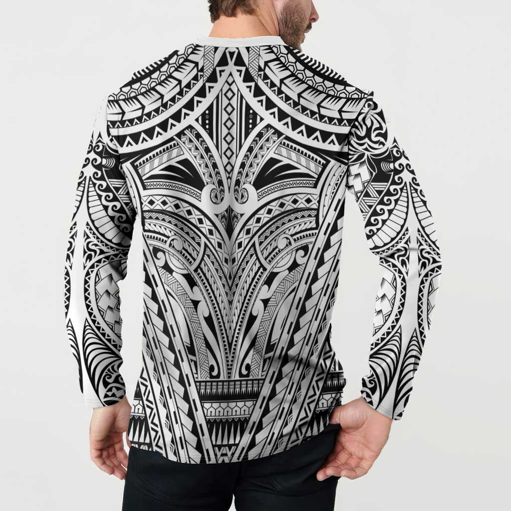 Polynesian Tattoo Inspired Cosplay Costume Button Sweatshirt Tribal Warrior White - Polynesian Pride