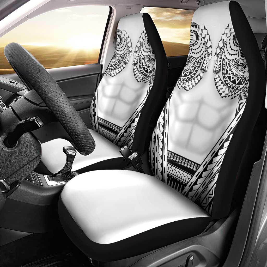 Polynesian Tattoo Inspired Cosplay Costume Car Seat Cover Tribal Warrior White LT05 - Polynesian Pride