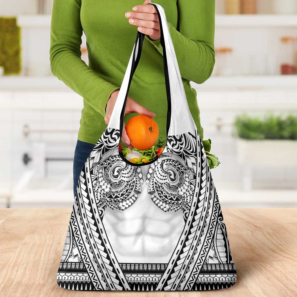 Polynesian Tattoo Inspired Cosplay Costume Grocery Bag Tribal Warrior White - Polynesian Pride