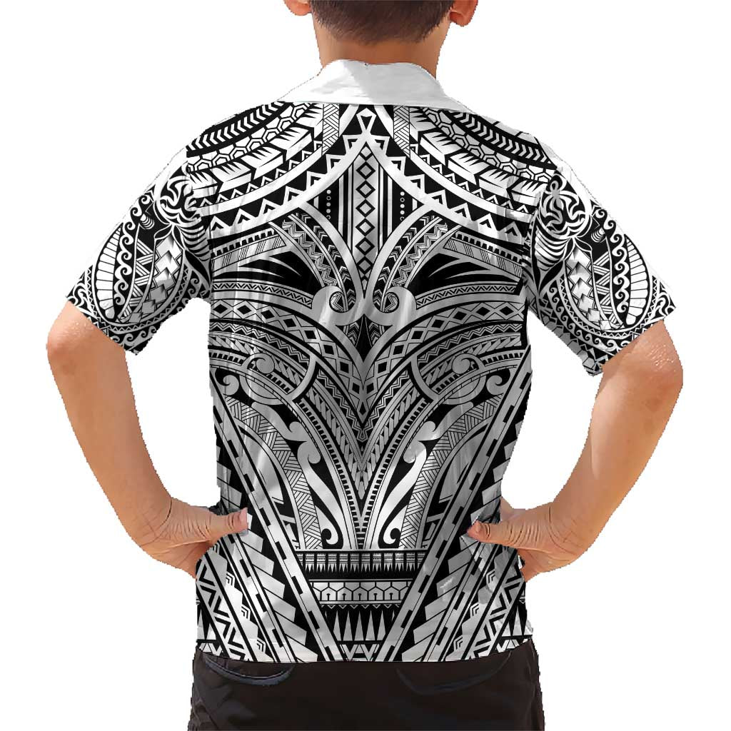 Polynesian Tattoo Inspired Cosplay Costume Hawaiian Shirt Tribal Warrior White - Polynesian Pride