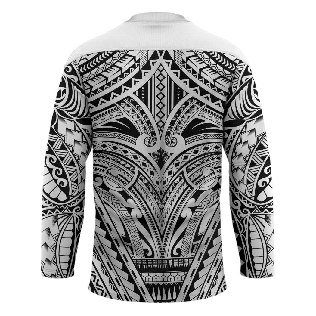 Polynesian Tattoo Inspired Cosplay Costume Hockey Jersey Tribal Warrior White - Polynesian Pride