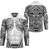 Polynesian Tattoo Inspired Cosplay Costume Hockey Jersey Tribal Warrior White - Polynesian Pride