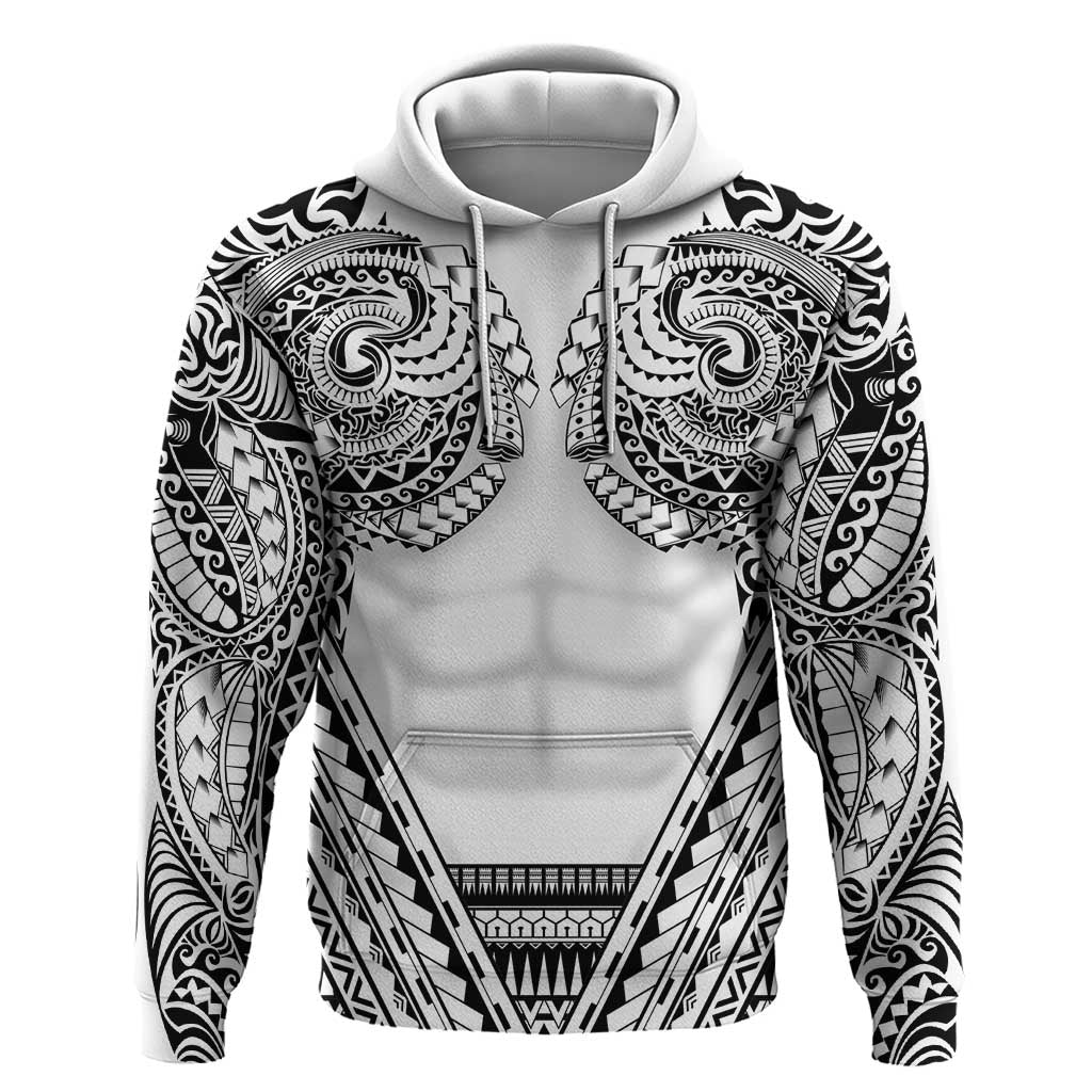 Polynesian Tattoo Inspired Cosplay Costume Hoodie Tribal Warrior White - Polynesian Pride