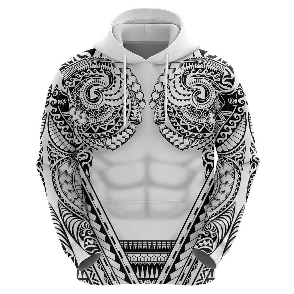 Polynesian Tattoo Inspired Cosplay Costume Hoodie Tribal Warrior White - Polynesian Pride
