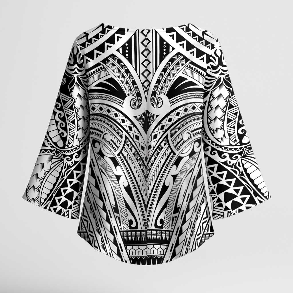 Polynesian Tattoo Inspired Cosplay Costume Kimono Sleeve Blouse Tribal Warrior White - Polynesian Pride