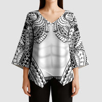 Polynesian Tattoo Inspired Cosplay Costume Kimono Sleeve Blouse Tribal Warrior White - Polynesian Pride