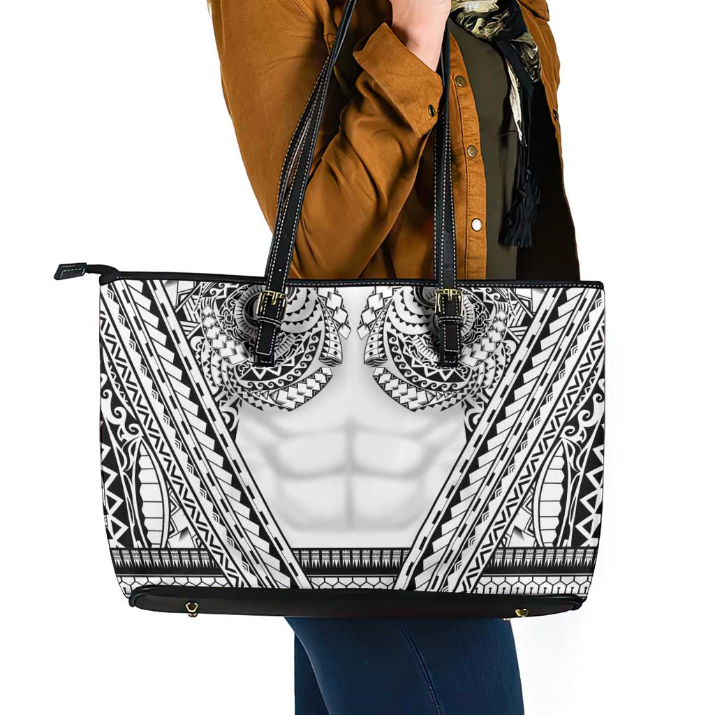 Polynesian Tattoo Inspired Cosplay Costume Leather Tote Bag Tribal Warrior White LT05 - Polynesian Pride