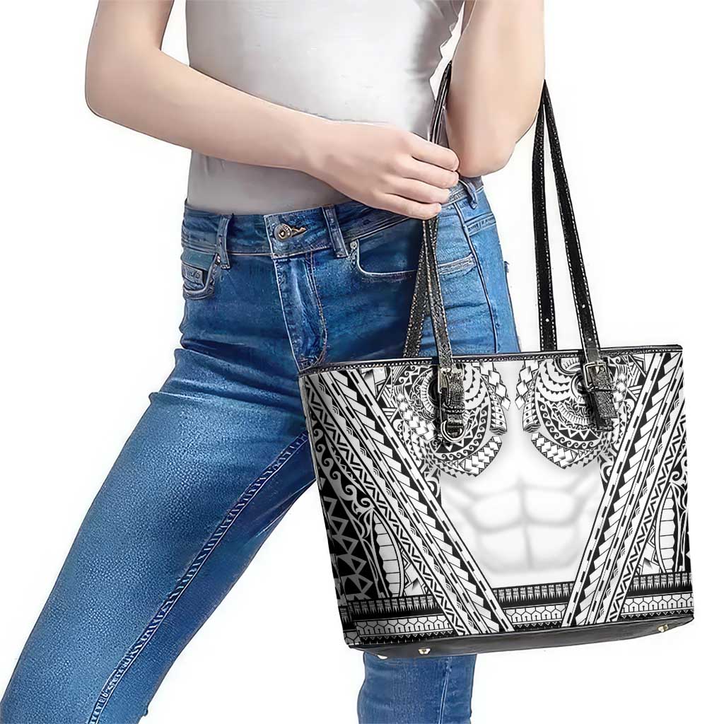 Polynesian Tattoo Inspired Cosplay Costume Leather Tote Bag Tribal Warrior White LT05 - Polynesian Pride