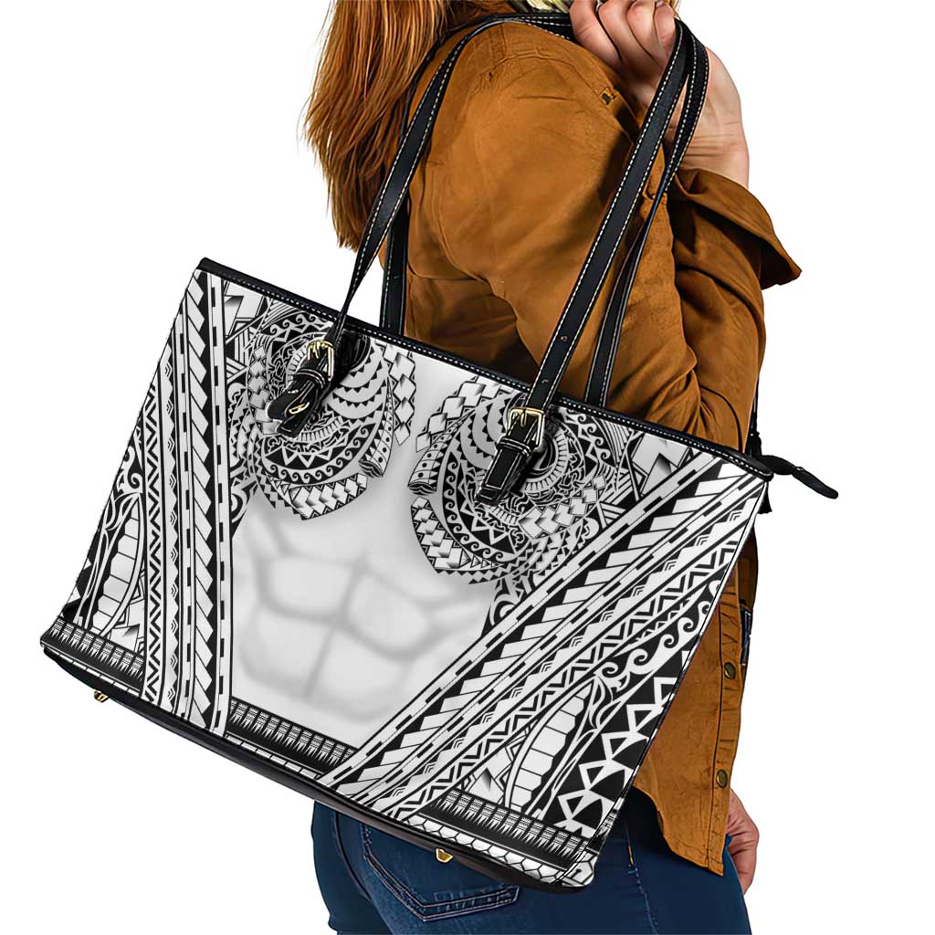 Polynesian Tattoo Inspired Cosplay Costume Leather Tote Bag Tribal Warrior White LT05 - Polynesian Pride