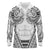 Polynesian Tattoo Inspired Cosplay Costume Long Sleeve Polo Shirt Tribal Warrior White - Polynesian Pride