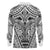 Polynesian Tattoo Inspired Cosplay Costume Long Sleeve Polo Shirt Tribal Warrior White - Polynesian Pride