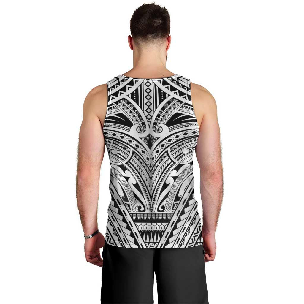 Polynesian Tattoo Inspired Cosplay Costume Men Tank Top Tribal Warrior White LT05 - Polynesian Pride