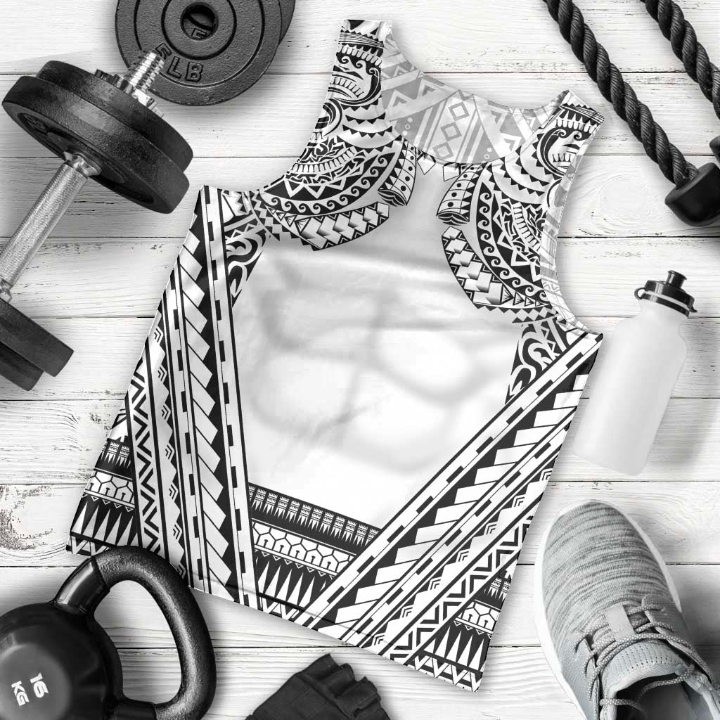 Polynesian Tattoo Inspired Cosplay Costume Men Tank Top Tribal Warrior White LT05 - Polynesian Pride