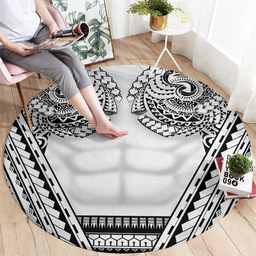 Polynesian Tattoo Inspired Cosplay Costume Round Carpet Tribal Warrior White LT05 - Polynesian Pride