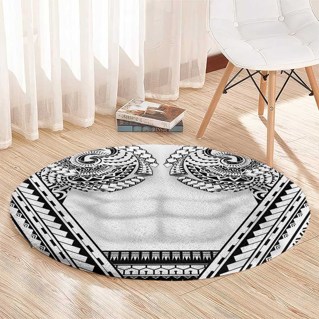 Polynesian Tattoo Inspired Cosplay Costume Round Carpet Tribal Warrior White LT05 - Polynesian Pride