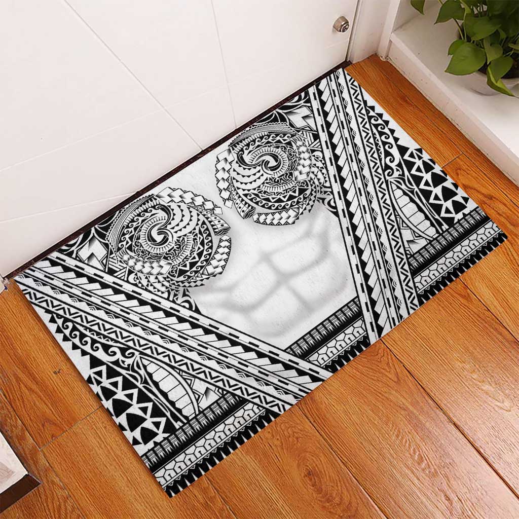 Polynesian Tattoo Inspired Cosplay Costume Rubber Doormat Tribal Warrior White - Polynesian Pride