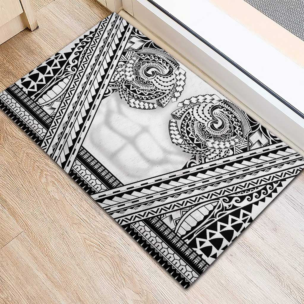 Polynesian Tattoo Inspired Cosplay Costume Rubber Doormat Tribal Warrior White - Polynesian Pride