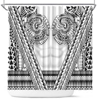 Polynesian Tattoo Inspired Cosplay Costume Shower Curtain Tribal Warrior White LT05 White - Polynesian Pride