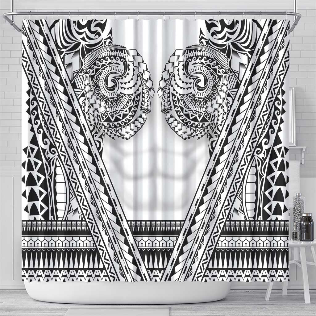 Polynesian Tattoo Inspired Cosplay Costume Shower Curtain Tribal Warrior White LT05 - Polynesian Pride