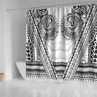 Polynesian Tattoo Inspired Cosplay Costume Shower Curtain Tribal Warrior White LT05 - Polynesian Pride