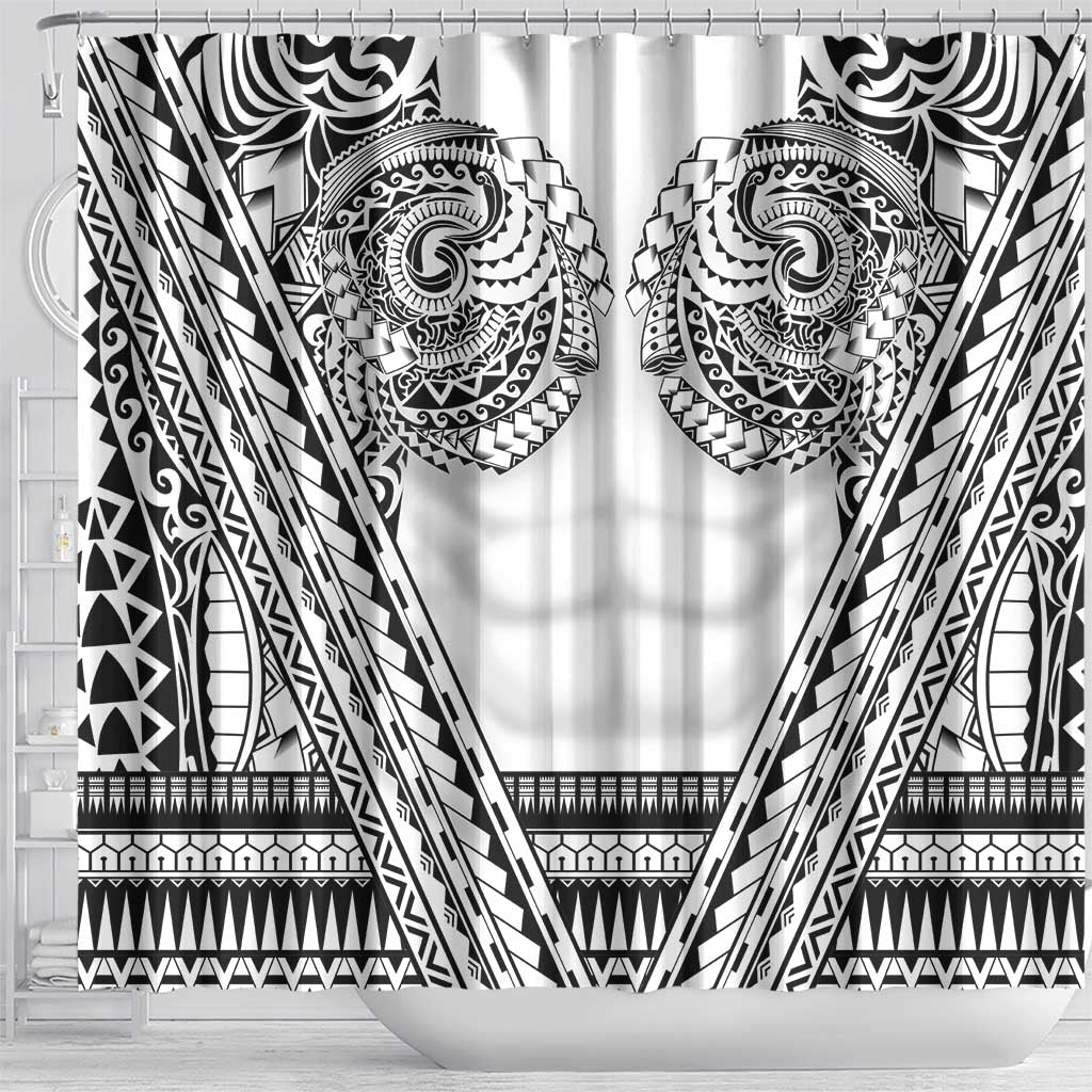 Polynesian Tattoo Inspired Cosplay Costume Shower Curtain Tribal Warrior White LT05 - Polynesian Pride