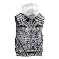 Polynesian Tattoo Inspired Cosplay Costume Sleeveless Hoodie Tribal Warrior White - Polynesian Pride