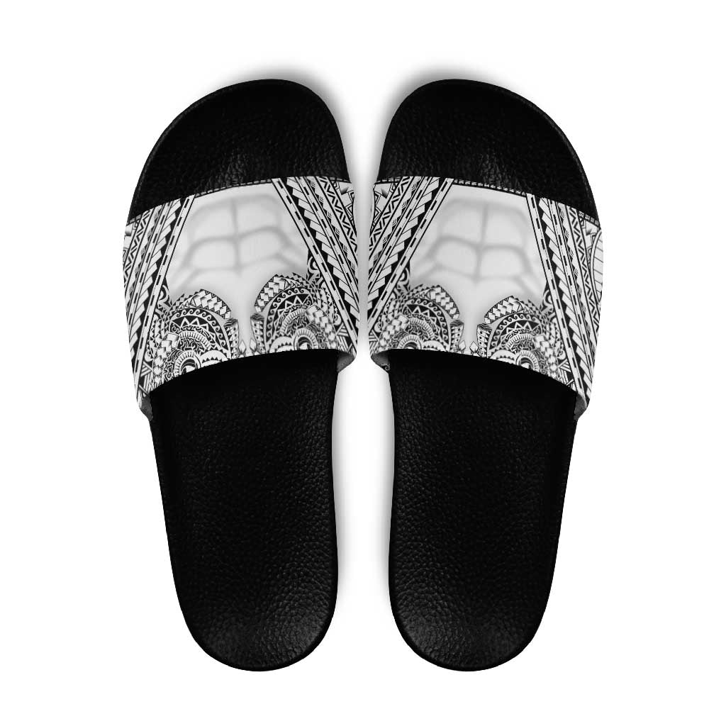 Polynesian Tattoo Inspired Cosplay Costume Slide Sandals Tribal Warrior White - Polynesian Pride