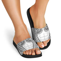 Polynesian Tattoo Inspired Cosplay Costume Slide Sandals Tribal Warrior White - Polynesian Pride