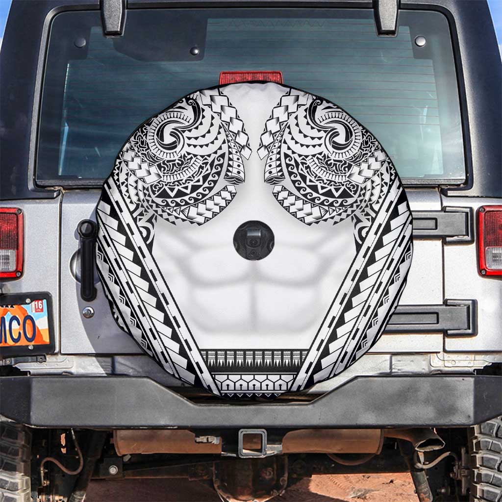 Polynesian Tattoo Inspired Cosplay Costume Spare Tire Cover Tribal Warrior White LT05 White - Polynesian Pride