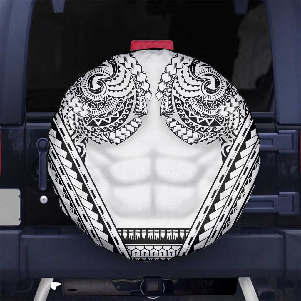 Polynesian Tattoo Inspired Cosplay Costume Spare Tire Cover Tribal Warrior White LT05 No hole White - Polynesian Pride