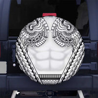 Polynesian Tattoo Inspired Cosplay Costume Spare Tire Cover Tribal Warrior White LT05 No hole White - Polynesian Pride