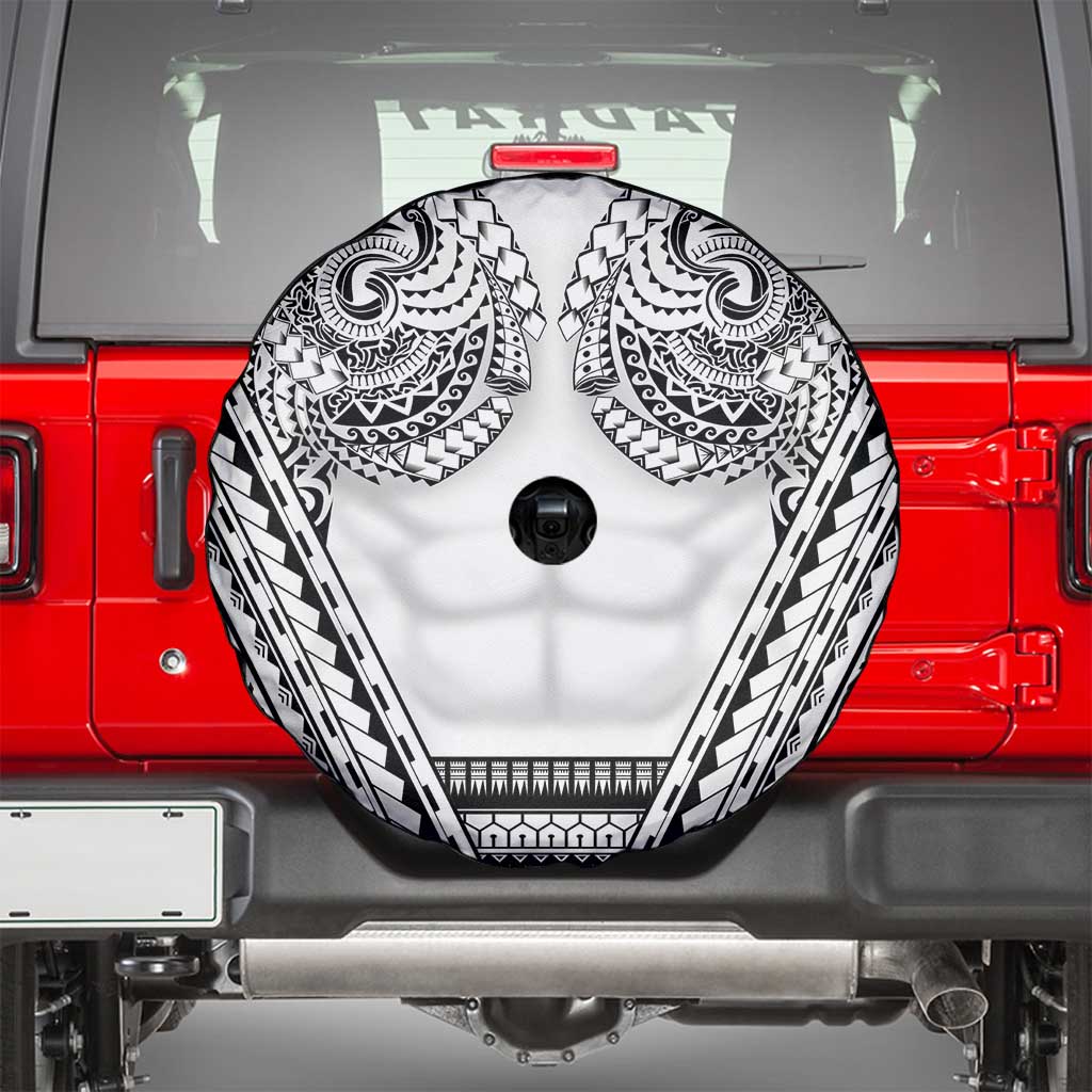 Polynesian Tattoo Inspired Cosplay Costume Spare Tire Cover Tribal Warrior White LT05 - Polynesian Pride