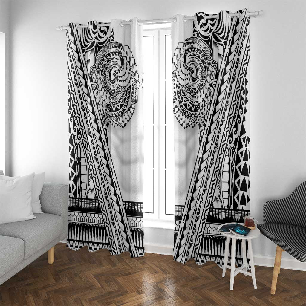 Polynesian Tattoo Inspired Cosplay Costume Window Curtain Tribal Warrior White LT05 With Grommets White - Polynesian Pride