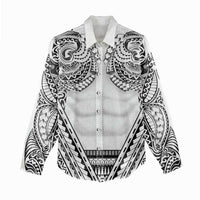 Polynesian Tattoo Inspired Cosplay Costume Women Casual Shirt Tribal Warrior White - Polynesian Pride
