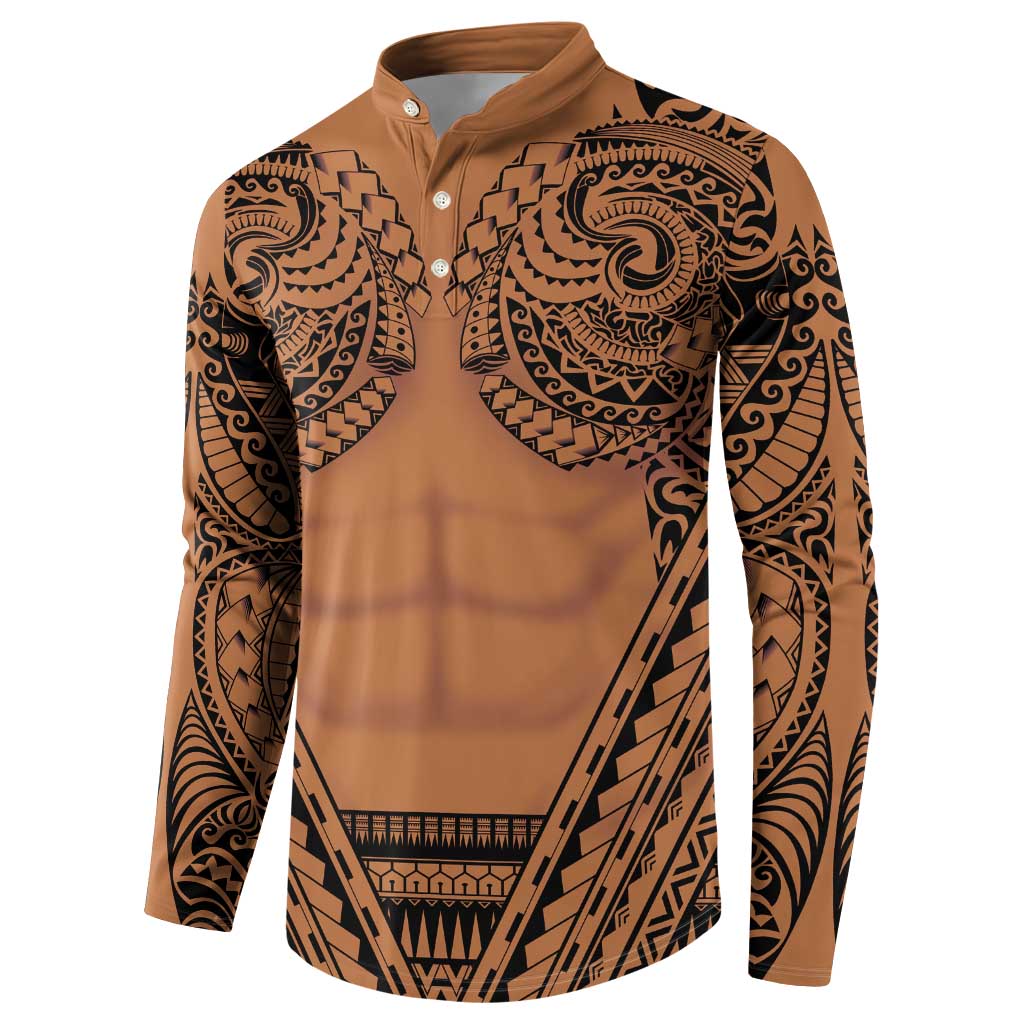 Polynesian Tattoo Inspired Cosplay Costume Button Sweatshirt Tribal Warrior - Polynesian Pride