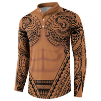 Polynesian Tattoo Inspired Cosplay Costume Button Sweatshirt Tribal Warrior - Polynesian Pride